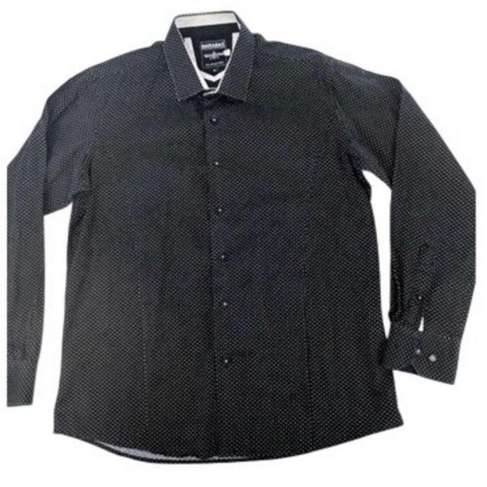 Barabas Shirt Mens XL Black White Polka Dot Long Sleeve Modern Designer Dance